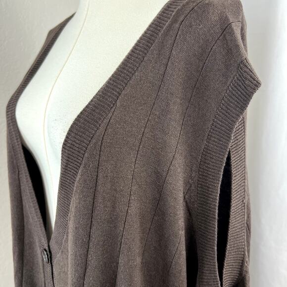 Roamans Cardigan Womens 4X Brown Sleeveless Sweater Vest V Neck Minimalist Layer - Picture 3 of 11